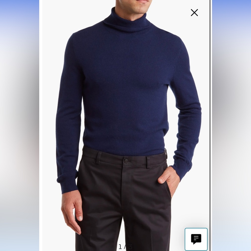 NWT Navy Amicale Cashmere Turtleneck Sweater Men’s M